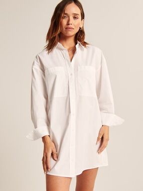 Abercrombie & Fitch Oversized Poplin Shirt Dress